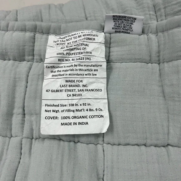 NWT QUINCE Organic Airy Gauze Box Quilt Set King/Cal King Mist 6592 - Picture 11 of 14